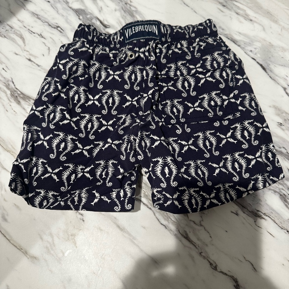 Vilebrequin Blue and White Swim Trunks Tropical Design